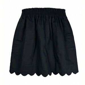 J.Crew Women Black Size 2 Linen Cotton Scalloped Hem Mini Skirt Chic Romantic